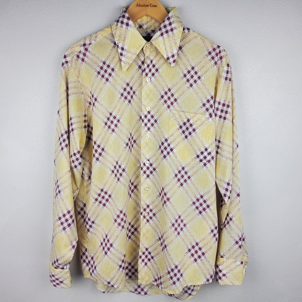 Vintage 70s Towncraft Penn-Prest Button Up Plaid Shirt Western Grunge Sz 15-15.5